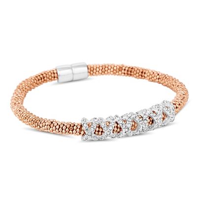 Crystal embellished criss cross magnetic bracelet